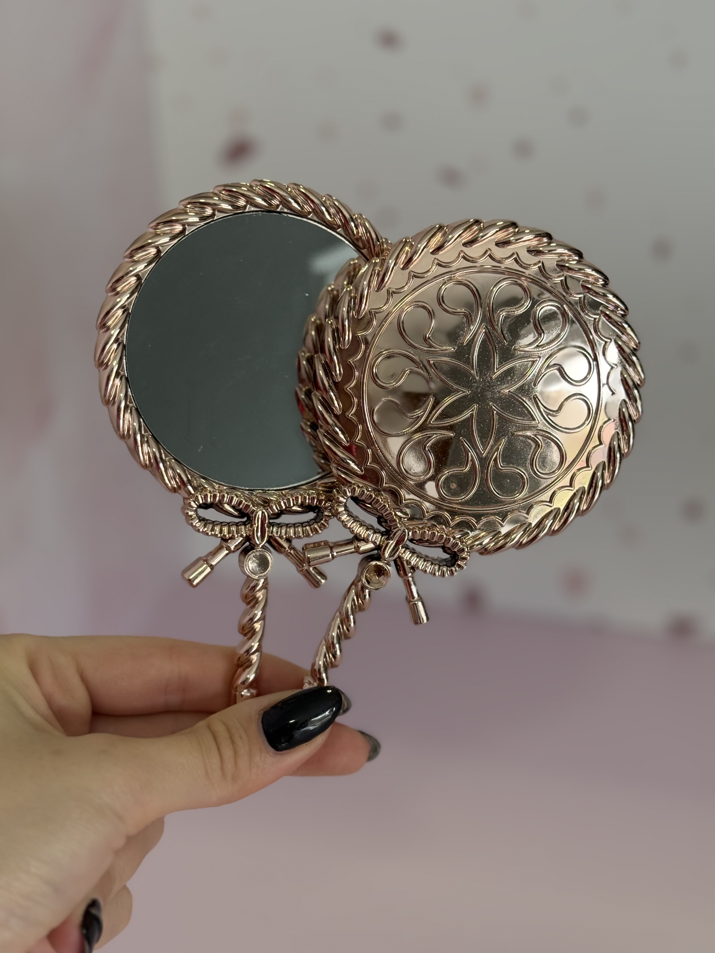 Espejito de mano rose gold
