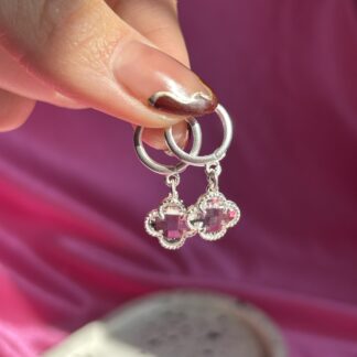 Aros de plata flor transparente